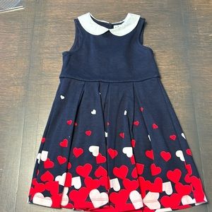 Girls Janie and Jack navy blue with hearts Ponte jumper, size 4